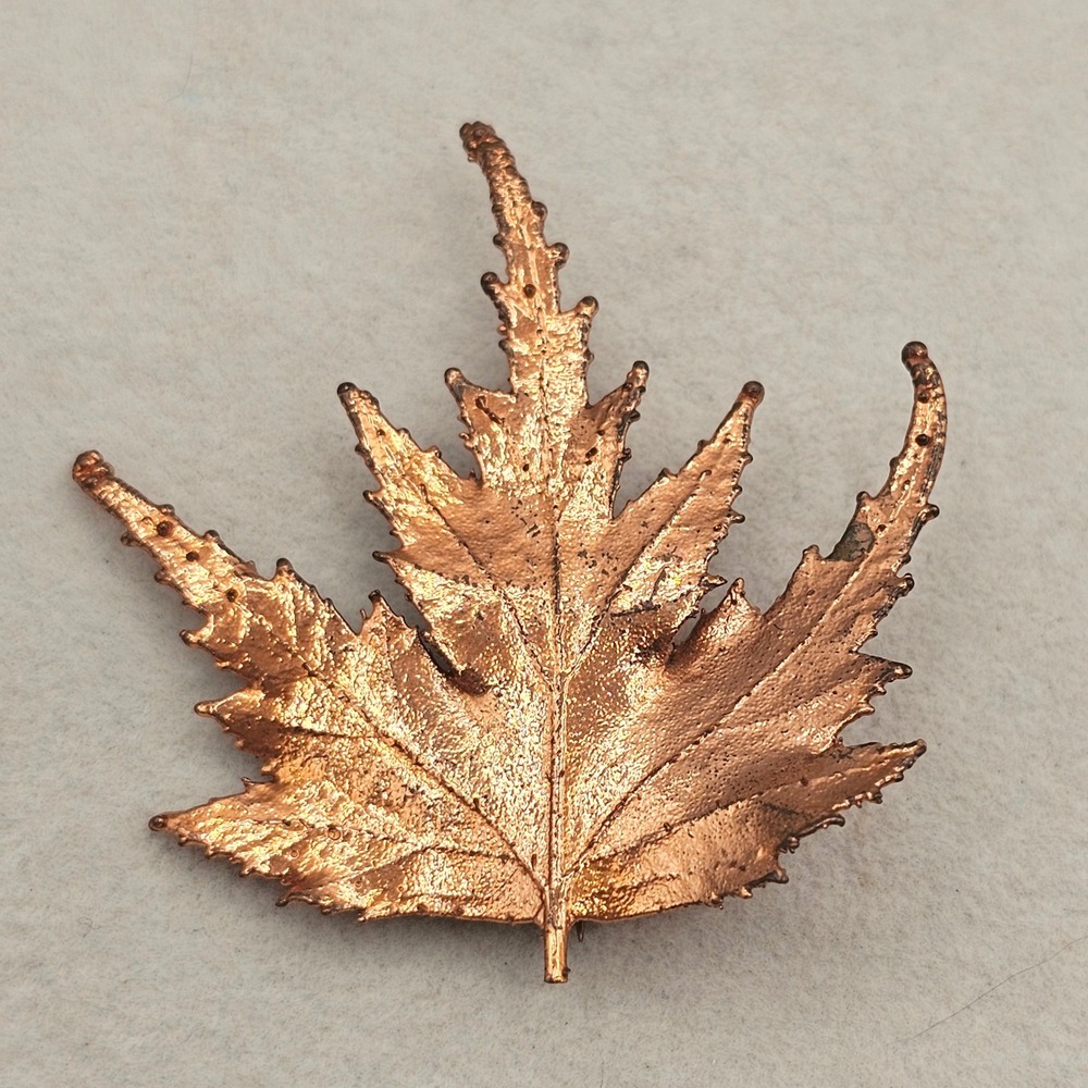 Vintage Copper Leaf Brooch Textured Nature Botanical Autumn Fall Earthy